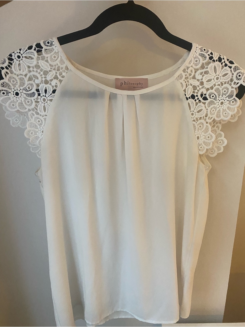 Philosophy Cream Lace Cap-Sleeve Top